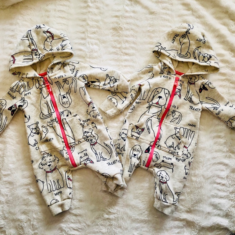 ONE LEFT* Carter's Baby Girl Dog Print Jumpsuits